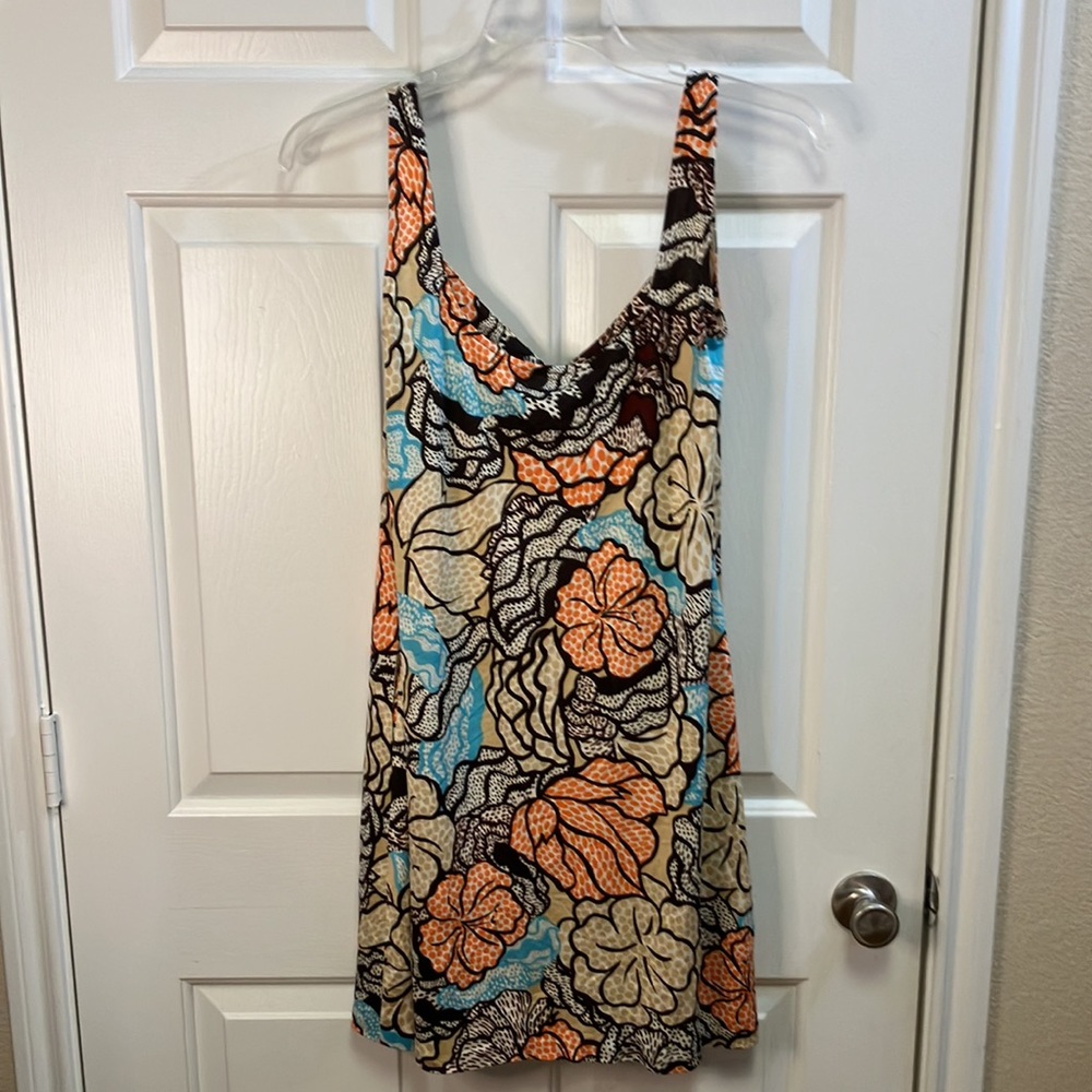 Diane Von Furstenberg Sleeveless Floral Silk Mini Dress w/Pockets Size 4 EUC - Picture 3 of 4